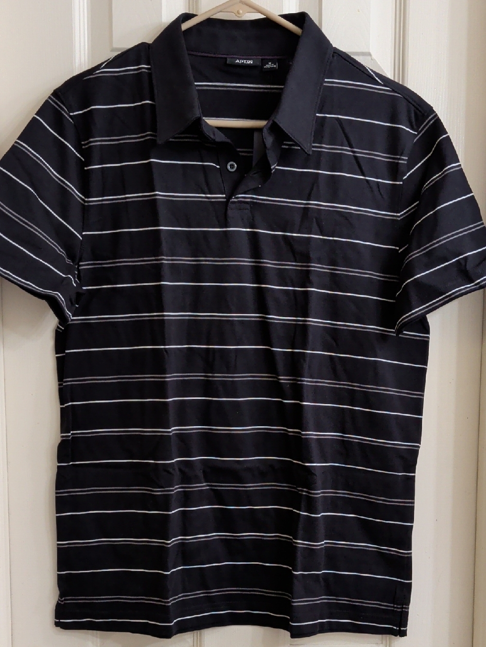 Apt. 9 Men’s Black Polo with White Stripes